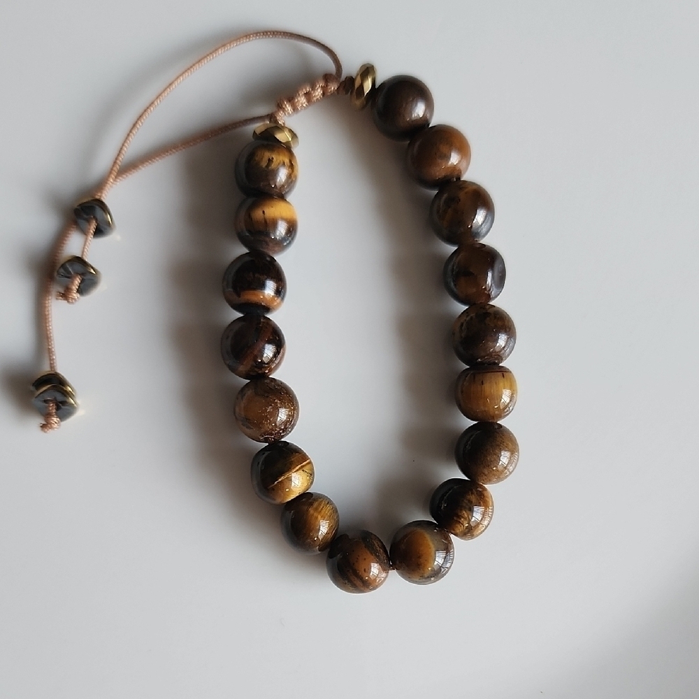Tiger Eye Beaded Bracelet Unisex - Picture 3 of 7